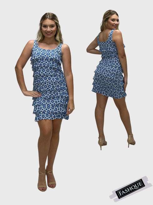 CHACHA Ruffle Knee length PRINTED Dress - D2760